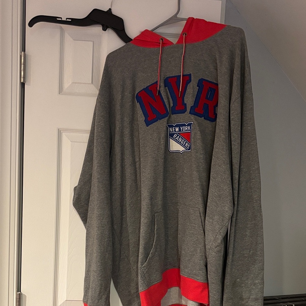 Fanatics Gray and Red NYR Men's Hoodie